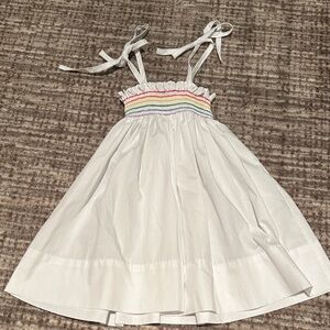 Chic White Kids Dress with Rainbow Details
